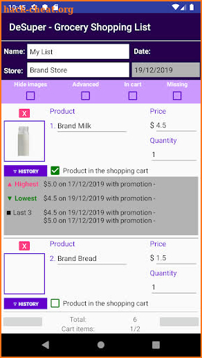 DeSuper - Grocery Shopping List screenshot