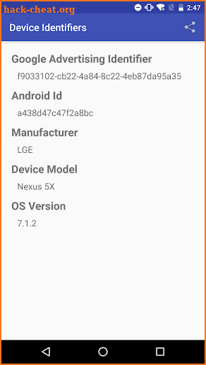 Device Identifiers screenshot
