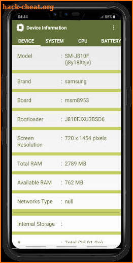 Device Information Software & Hardware screenshot