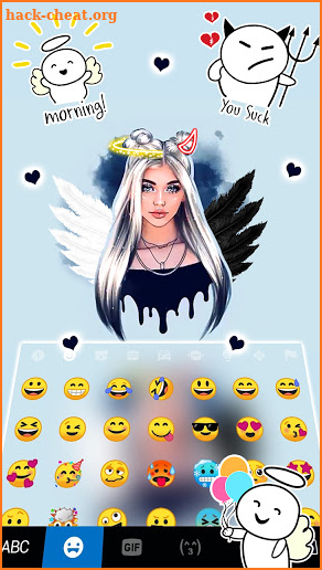 Devil Angel Girl Keyboard Background screenshot