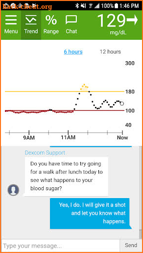 Dexcom Glucose Program App screenshot