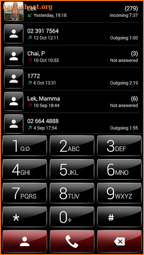 Dialer theme G Black Red screenshot