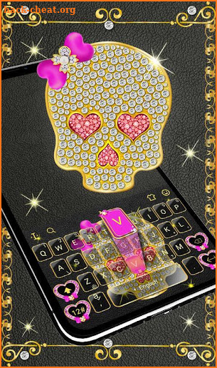 Diamond Bowknot Skull Keyboard Theme screenshot