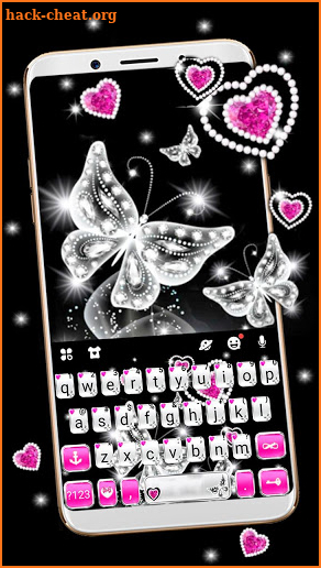 Diamond Butterfly Hearts Keyboard Theme screenshot