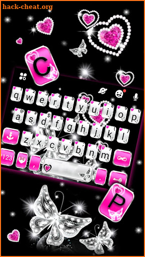 Diamond Butterfly Hearts Keyboard Theme screenshot