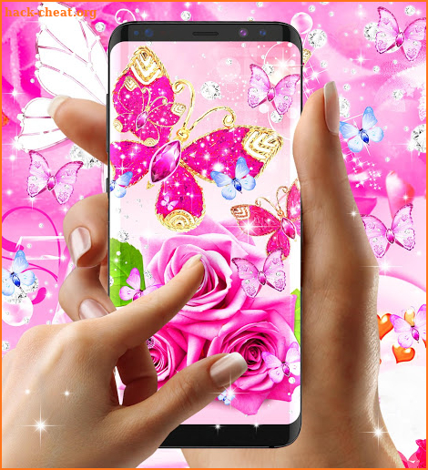 Diamond butterfly pink live wallpaper screenshot