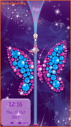 Diamond Butterfly Zipper Screen Lock screenshot
