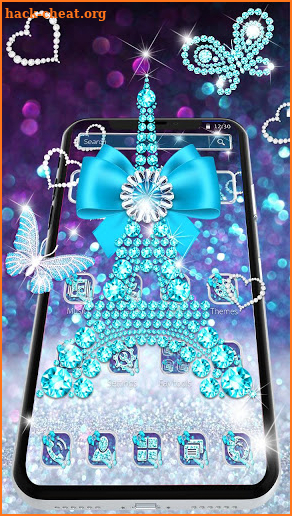 Diamond Eiffel Tower & Butterfly Theme screenshot