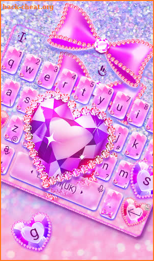 Diamond Heart Pink Bow Keyboard Theme screenshot
