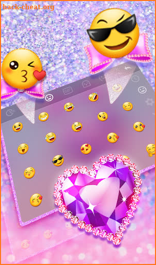 Diamond Heart Pink Bow Keyboard Theme screenshot