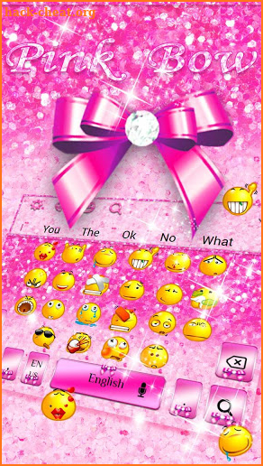 Diamond Pink Bow Keyboard Theme screenshot