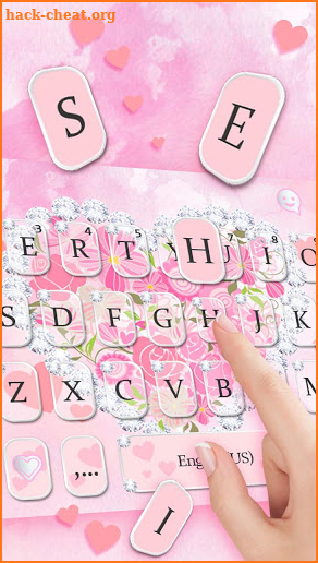 Diamond Pink Flora Heart Keyboard Theme screenshot