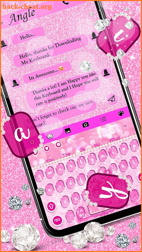 Diamond Pink Glitter Heart Keyboard screenshot