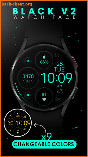 Digital Black v2 watch face screenshot