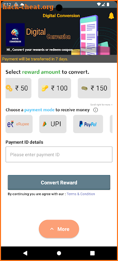 Digital Conversion-Redeem Cash screenshot