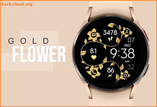 Digital Gold Flower Watch Face screenshot