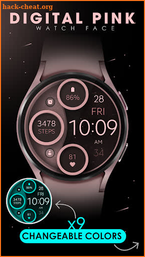 Digital Pink watch face screenshot