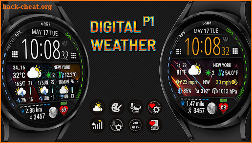 Digital Weather Watch face P1 screenshot