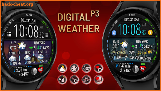 Digital Weather Watch face P3 screenshot