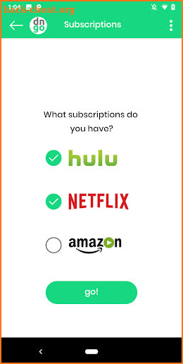dinggo! Swipe thru Netflix, Hulu, Prime Video screenshot