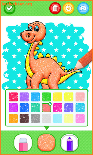 Dinosaur Glitter Coloring Page screenshot