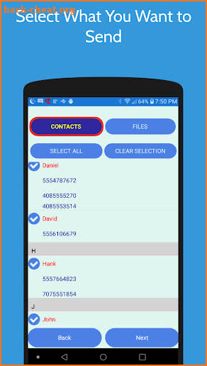 Direct Transfer Contacts/Files screenshot