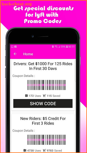 Discounts Coupons for Lyft Free Rides screenshot
