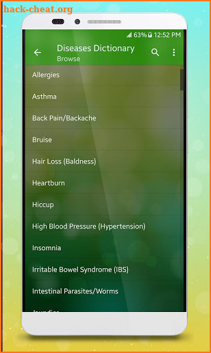 Diseases and Ailments Treatment Dictionary screenshot