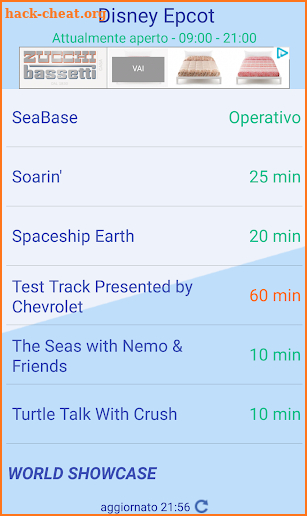 Disney Epcot Live - Waiting times screenshot