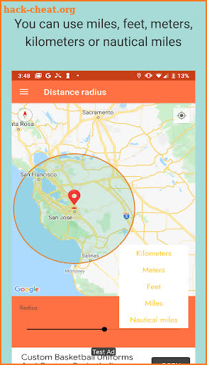 Distance radius screenshot