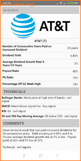 Dividend Stocks screenshot