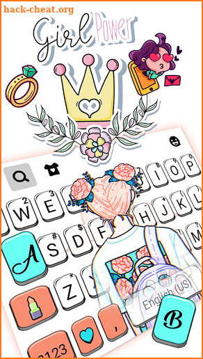 Doodle Cartoon Girl Keyboard Background screenshot
