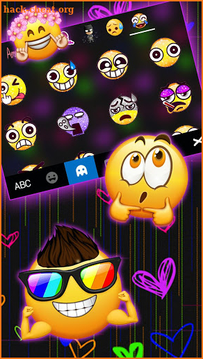 Doodle Neon Hearts Keyboard Theme screenshot