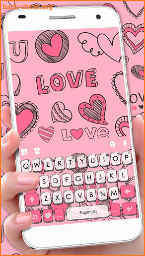 Doodle Pink Love Keyboard Theme screenshot
