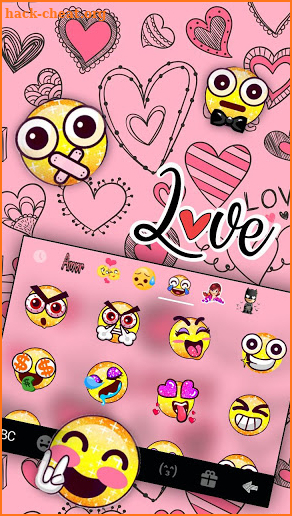 Doodle Pink Love Keyboard Theme screenshot