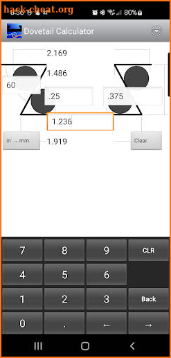 Dovetail Calculator screenshot