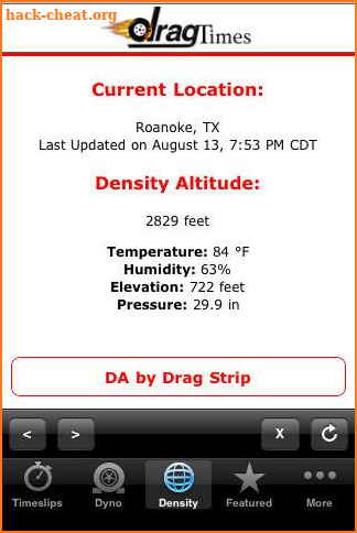 DragTimes.com Density Altitude screenshot