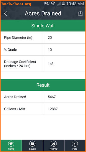 Drainage Tile Calculator screenshot