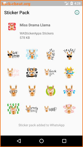 Drama Llama stickers for WhatsApp WAStickerApps screenshot