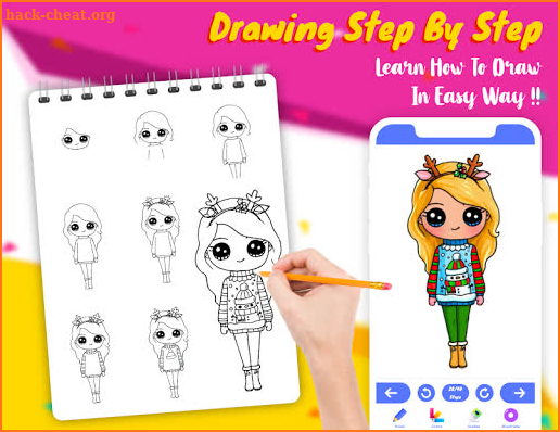 Drawely - How To Draw Cute Girls and Coloring Book screenshot