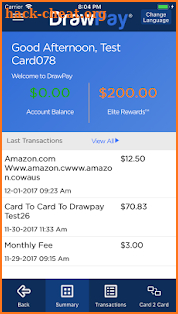 DrawPay Visa® Prepaid Card screenshot