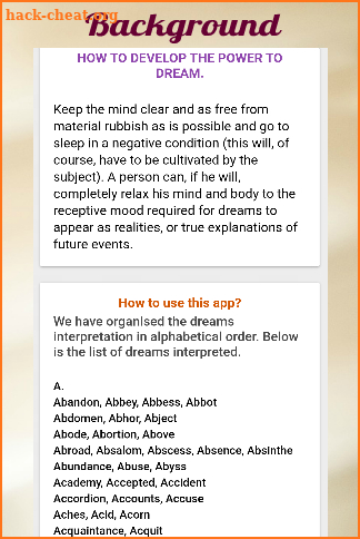 Dream Interpretation Dictionary screenshot
