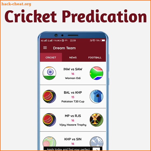 Dream Team,Dream 11 Cricket & Football Predication screenshot
