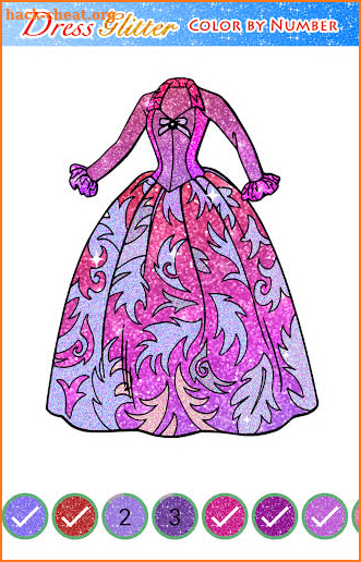 Dress glitter color by number screenshot