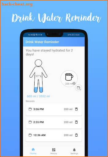 Drink Water - Tracker Reminder & Alarm [No Ads] screenshot