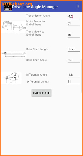 Drive Line Angle Manager screenshot