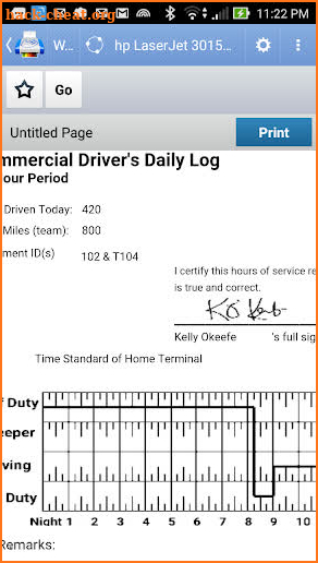 Drivers Daily Log screenshot
