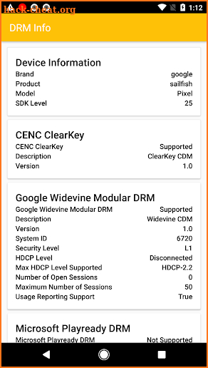 DRM Info screenshot
