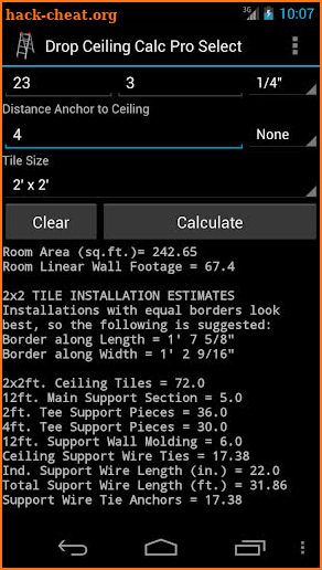 Drop Ceiling Calc Pro Select screenshot