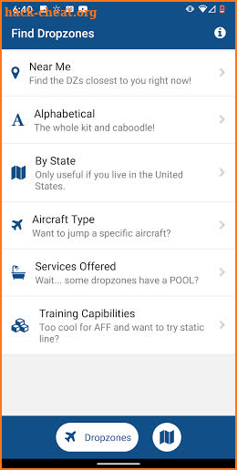 Dropzones - USPA Dropzone Finder screenshot